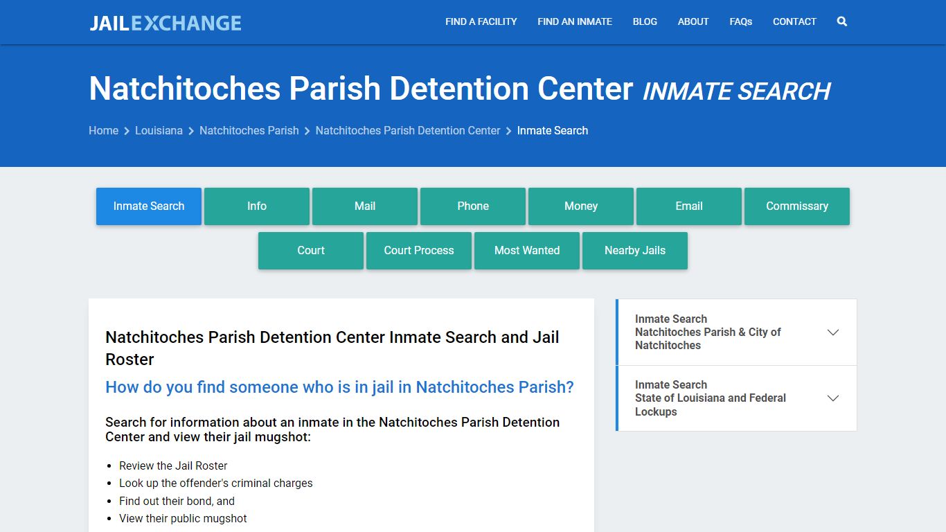 Natchitoches Parish Detention Center Inmate Search - Jail Exchange