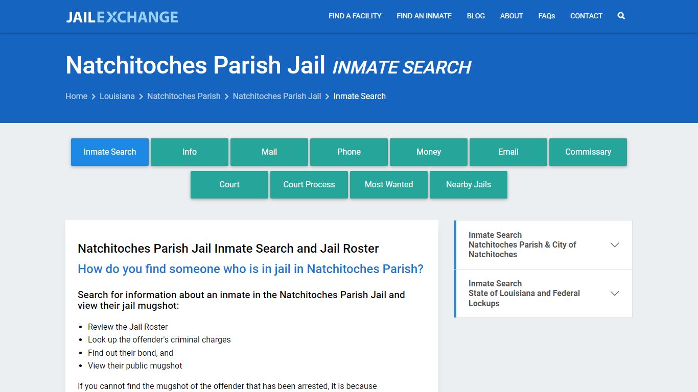 Inmate Search: Roster & Mugshots - Natchitoches Parish Jail, LA